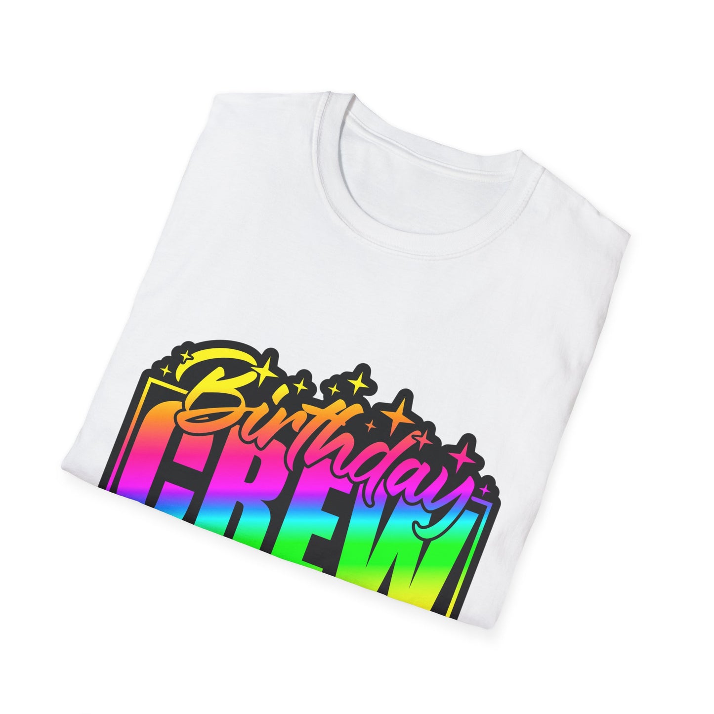Birthday Crew Rainbow Retro Block Letter T-Shirt