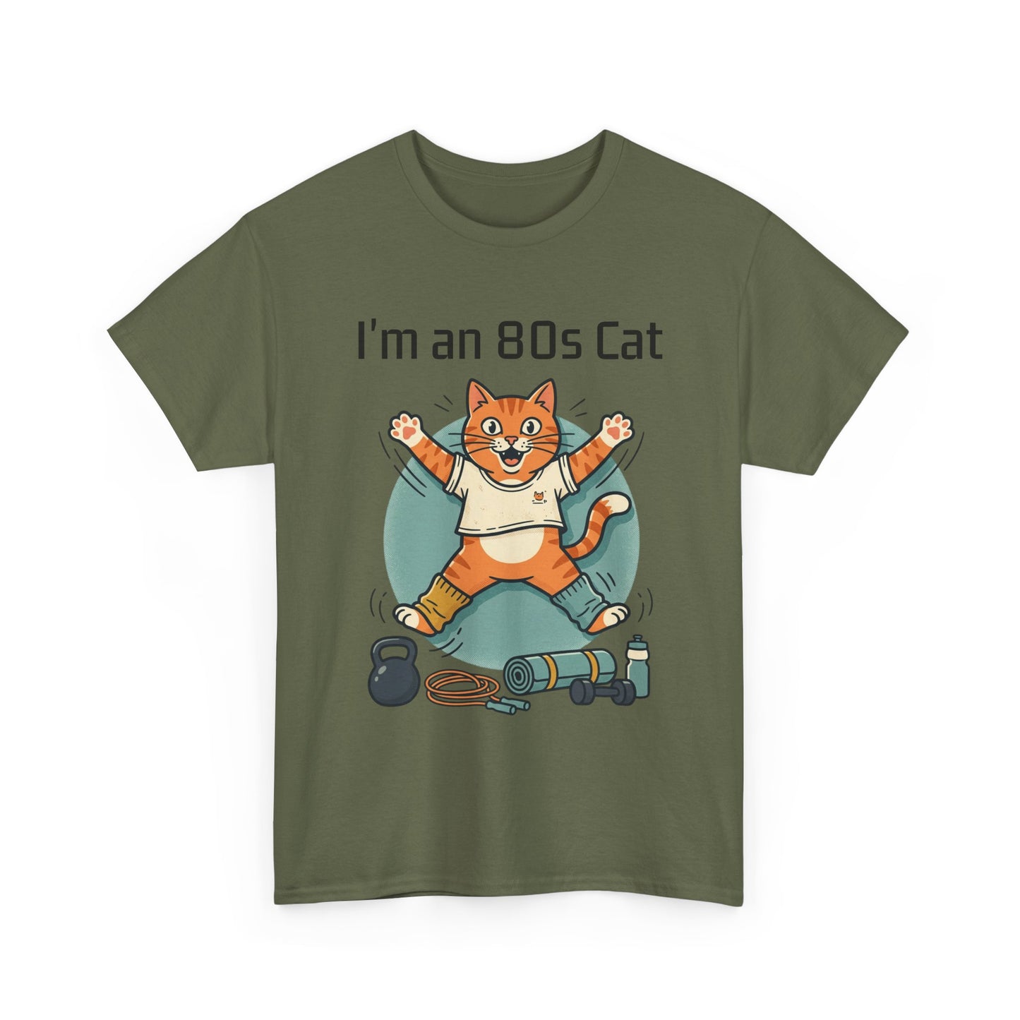 Retro 80s Cat T-Shirt — "I’m an 80s Cat" Vintage Workout Graphic Tee