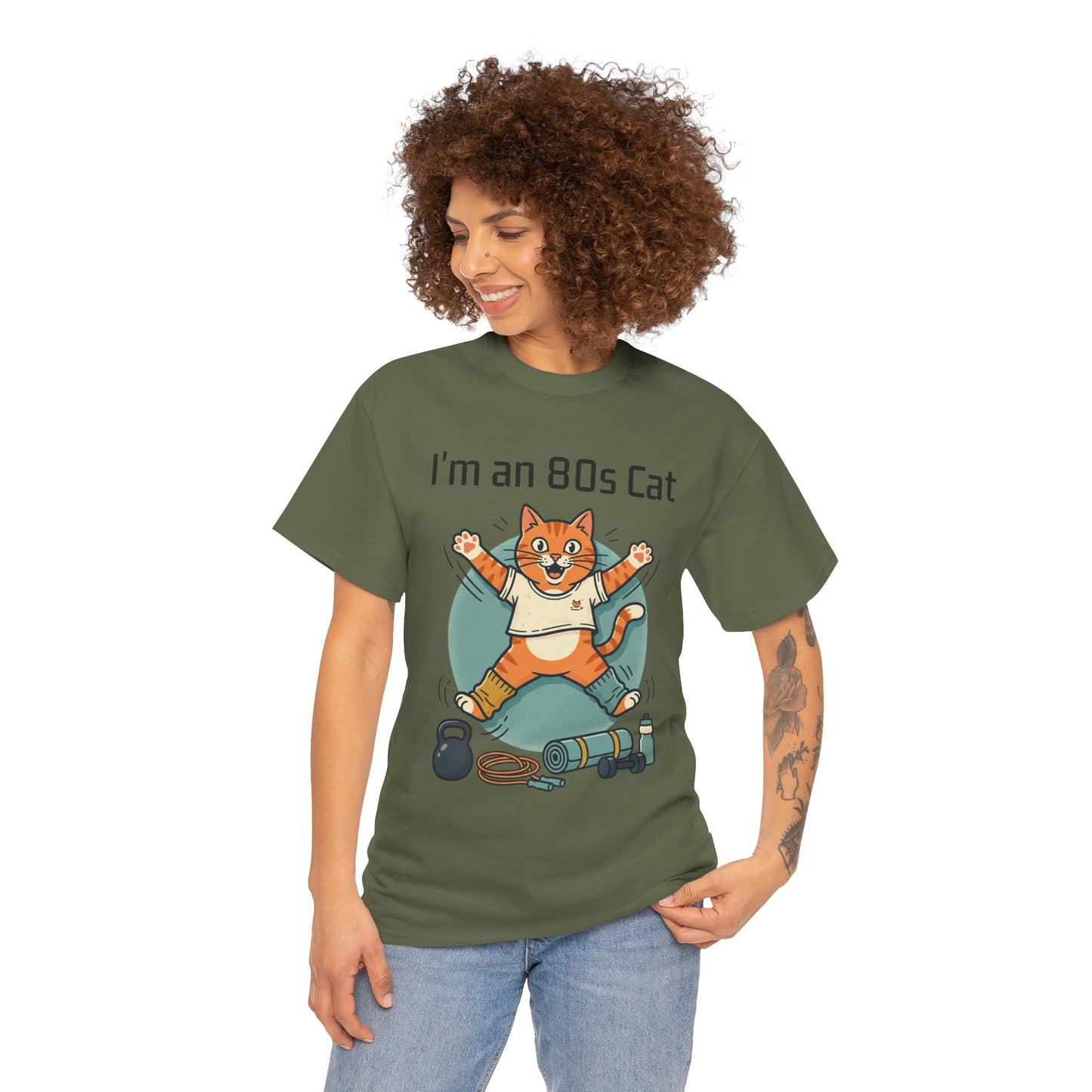 Retro 80s Cat T-Shirt — "I’m an 80s Cat" Vintage Workout Graphic Tee