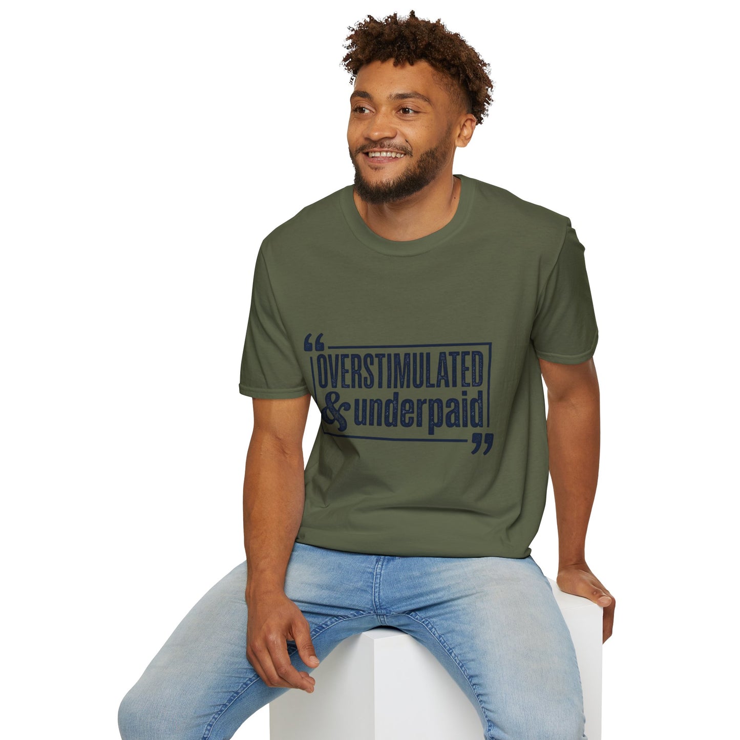 Overstimulated & Underpaid T-Shirt — Burnout Humor Graphic Tee