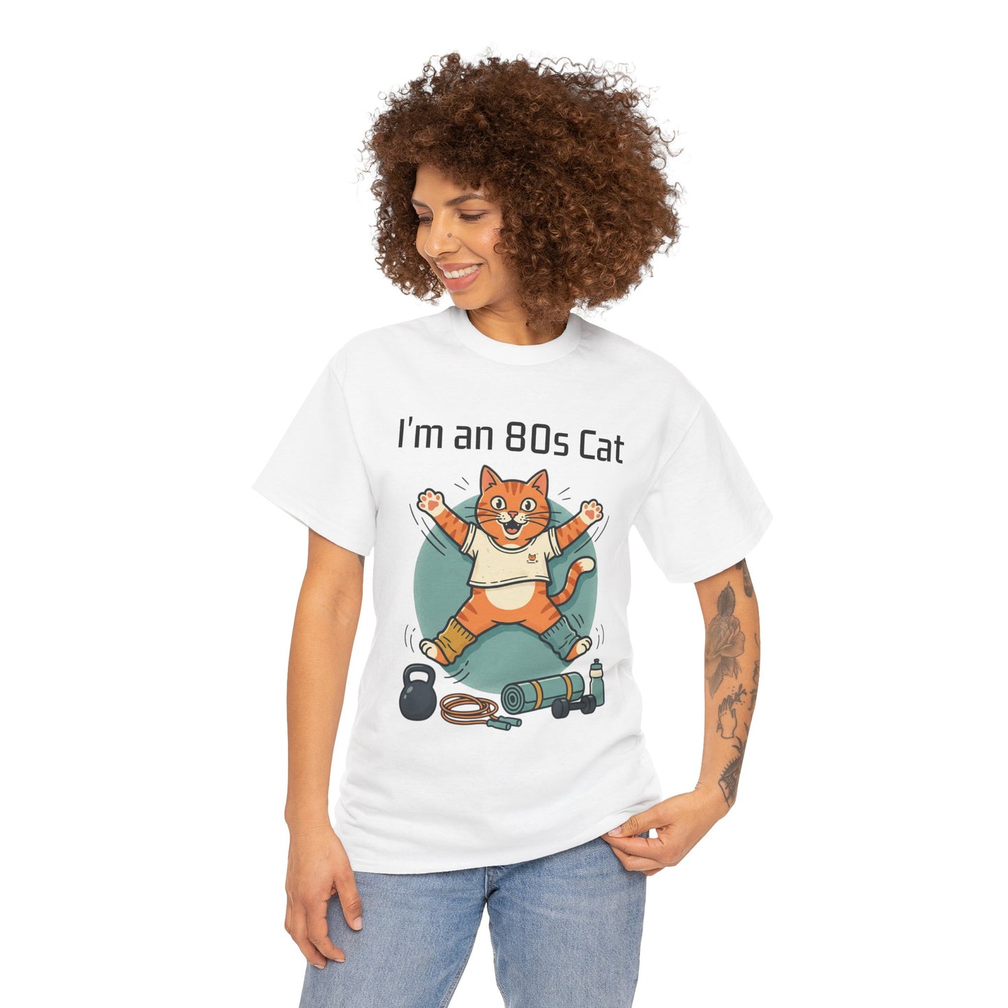 Retro 80s Cat T-Shirt — "I’m an 80s Cat" Vintage Workout Graphic Tee