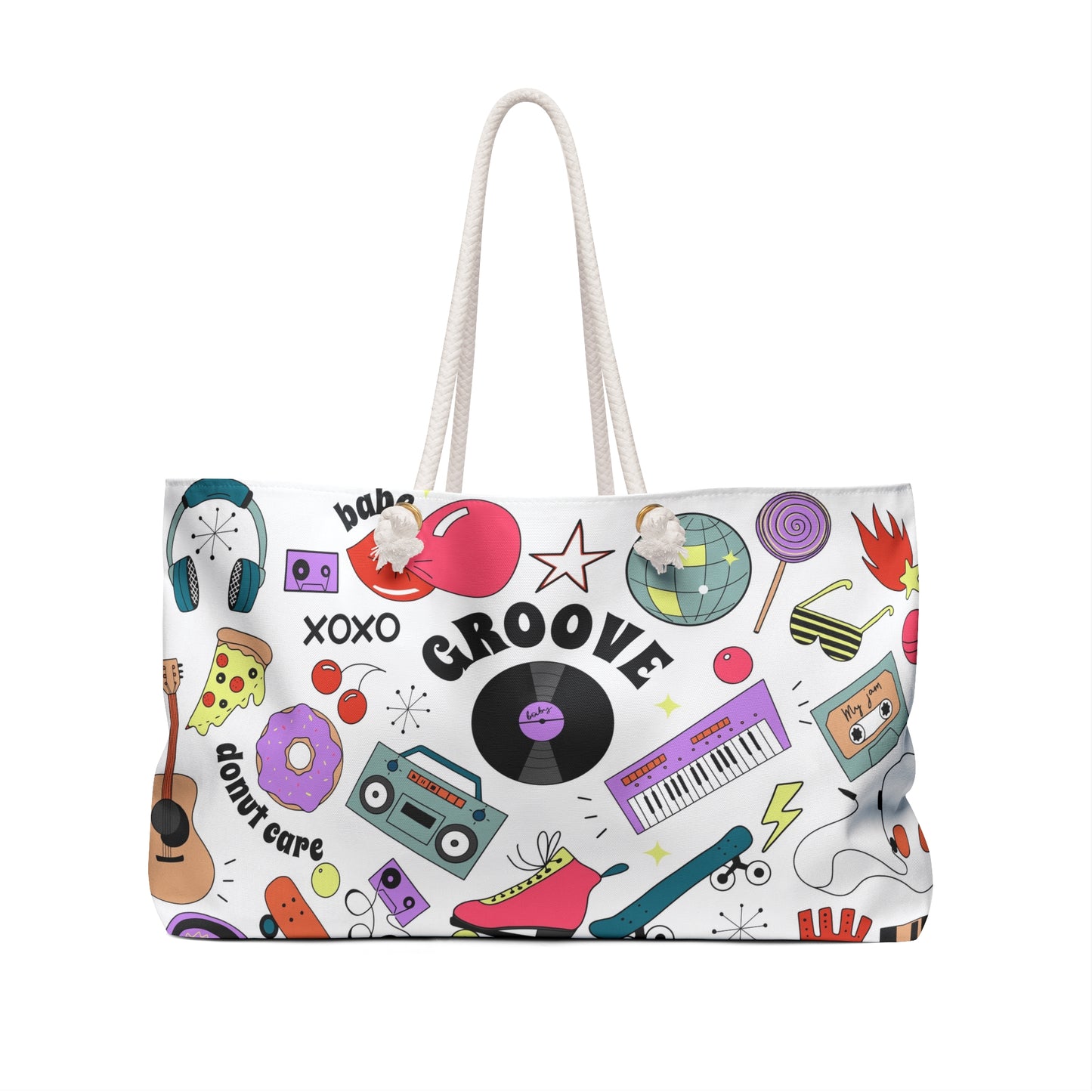Groove Retro Doodles Weekender Bag — 90s Music & Skate Travel Tote