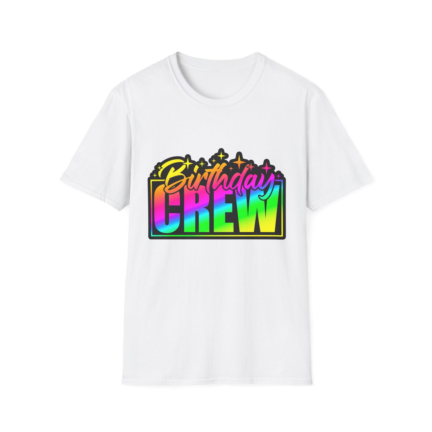 Birthday Crew Rainbow Retro Block Letter T-Shirt
