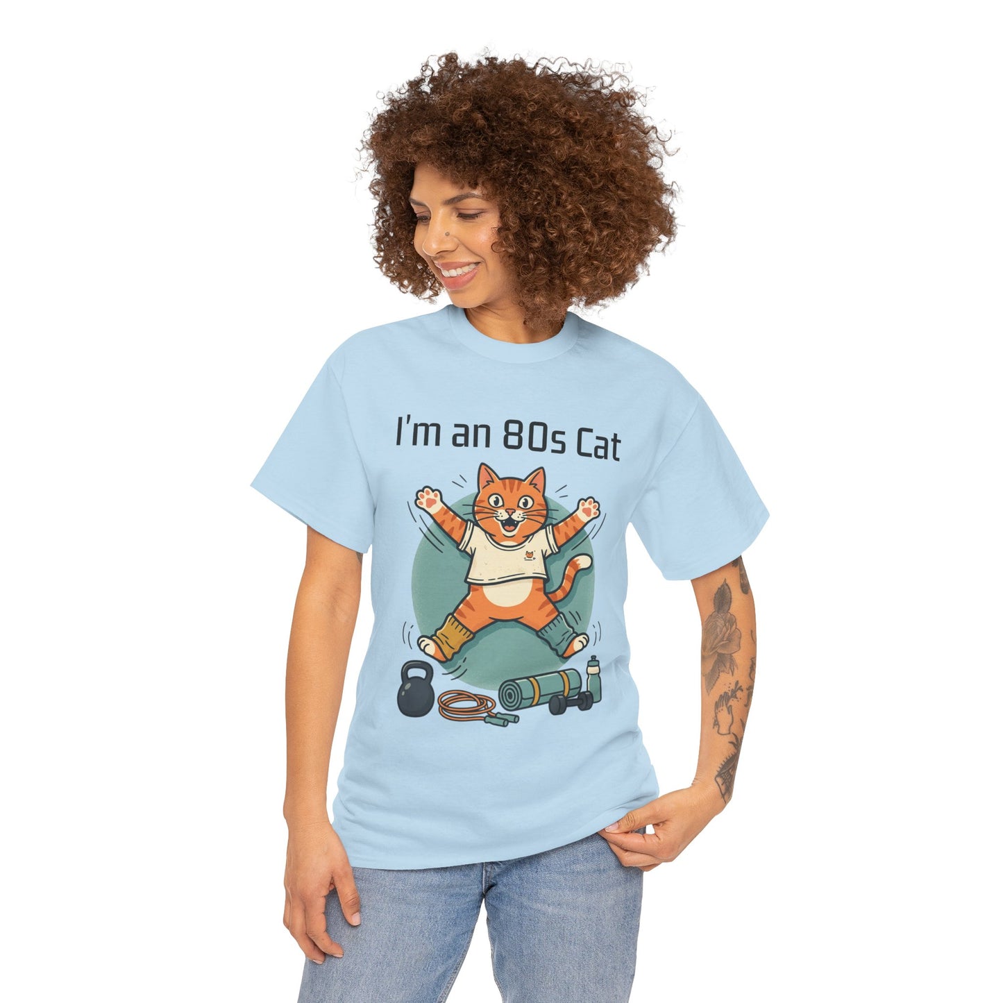 Retro 80s Cat T-Shirt — "I’m an 80s Cat" Vintage Workout Graphic Tee