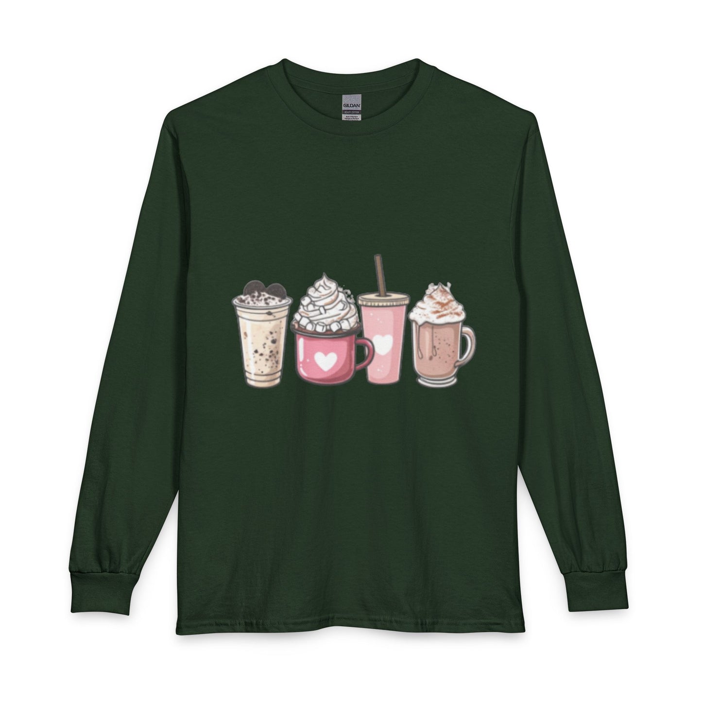 Cute Coffee Drinks Long Sleeve Tee — Cozy Barista-Inspired Shirt