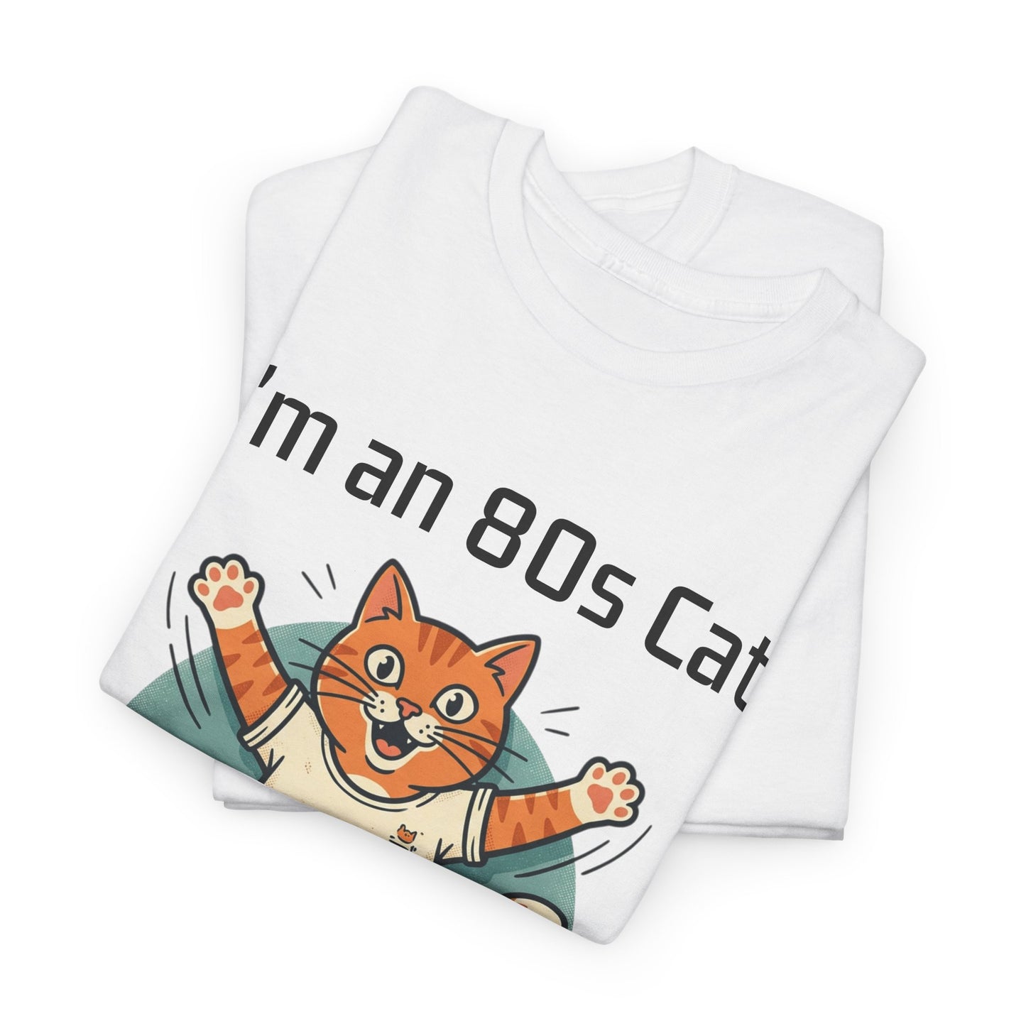 Retro 80s Cat T-Shirt — "I’m an 80s Cat" Vintage Workout Graphic Tee