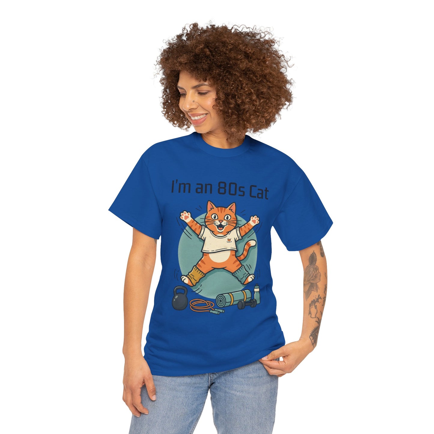 Retro 80s Cat T-Shirt — "I’m an 80s Cat" Vintage Workout Graphic Tee