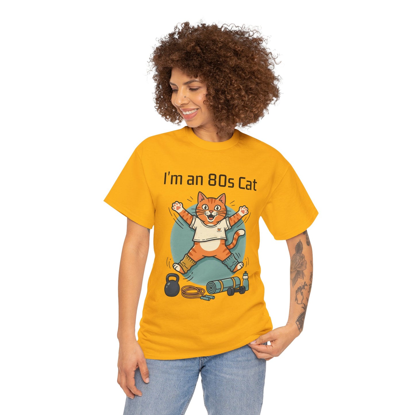 Retro 80s Cat T-Shirt — "I’m an 80s Cat" Vintage Workout Graphic Tee