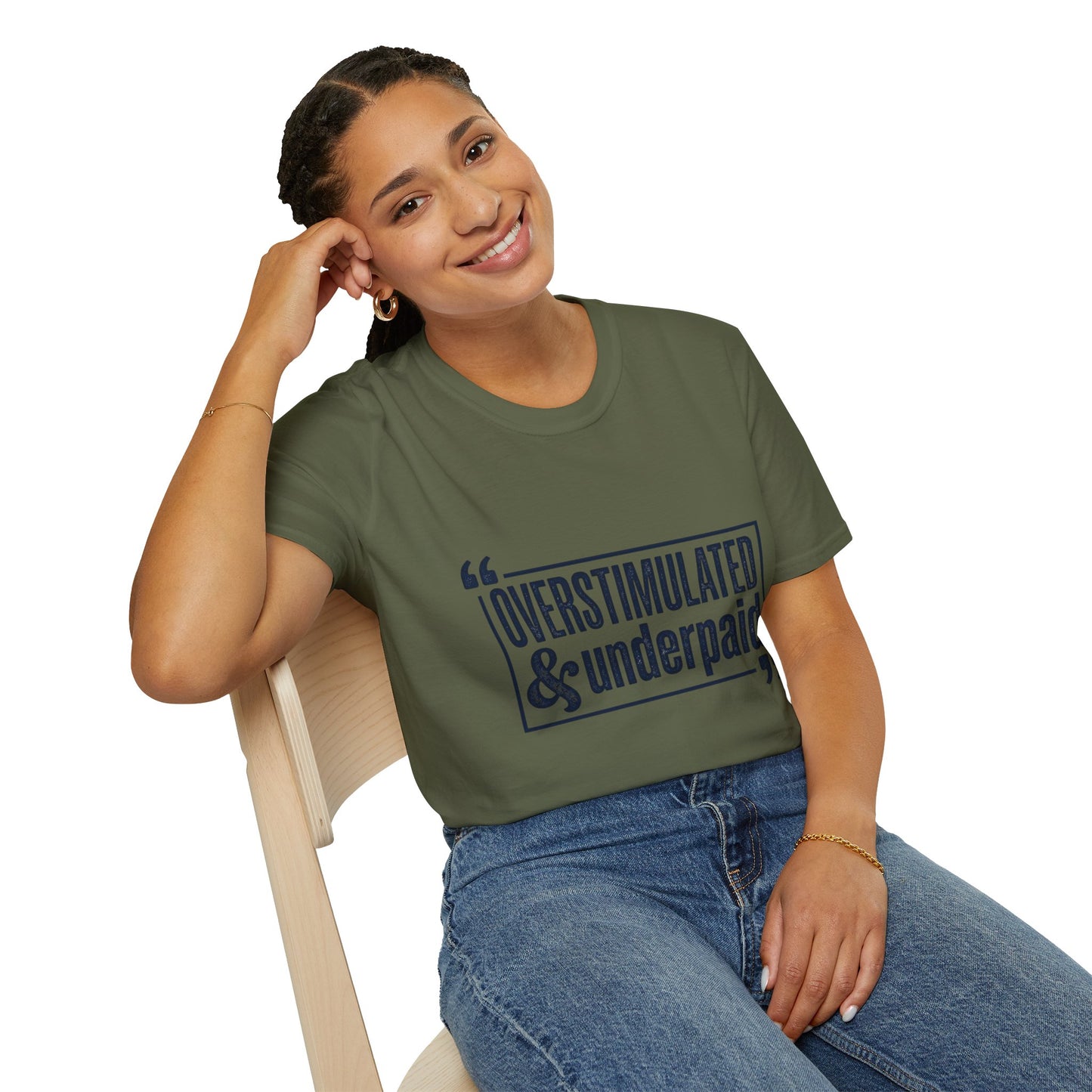 Overstimulated & Underpaid T-Shirt — Burnout Humor Graphic Tee