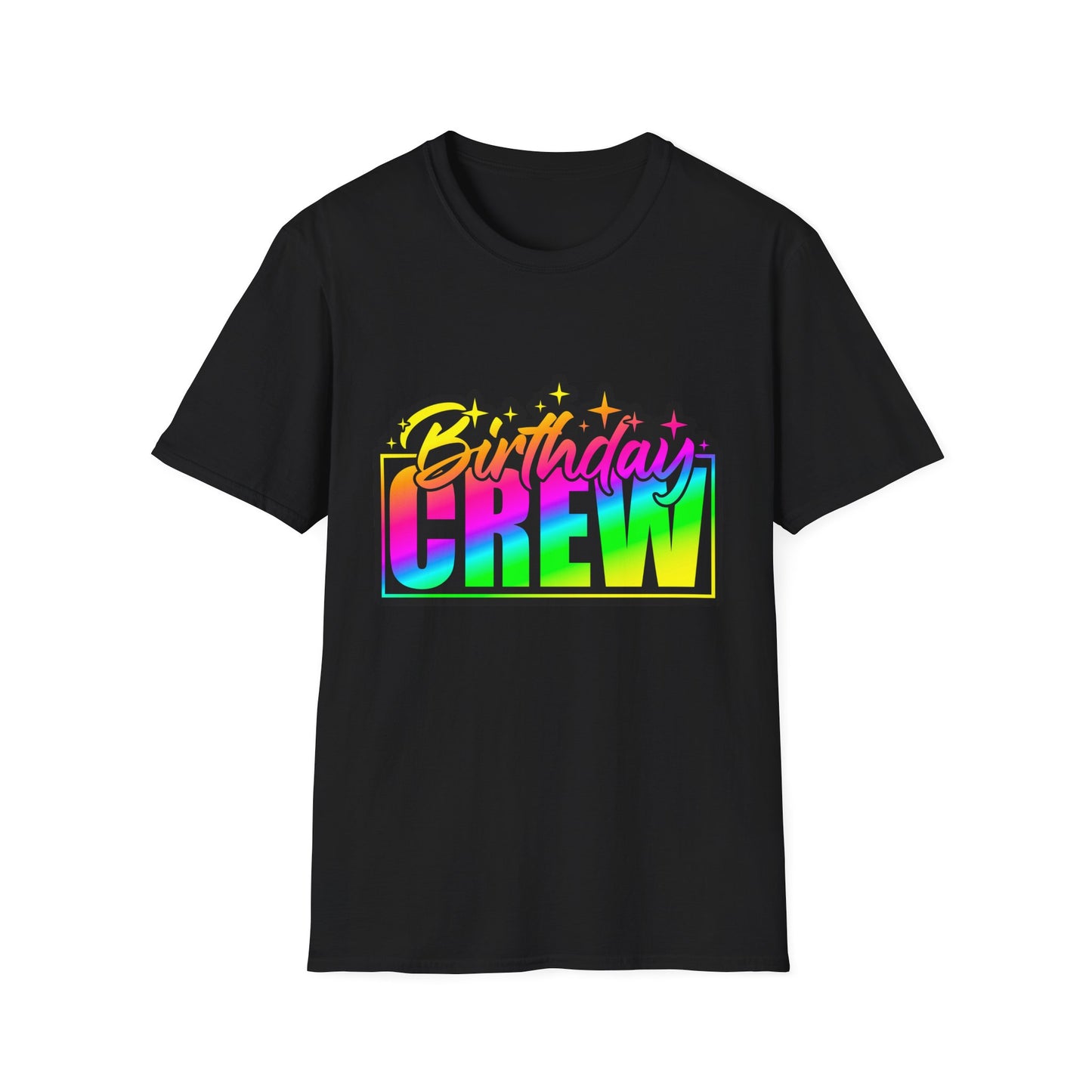 Birthday Crew Rainbow Retro Block Letter T-Shirt