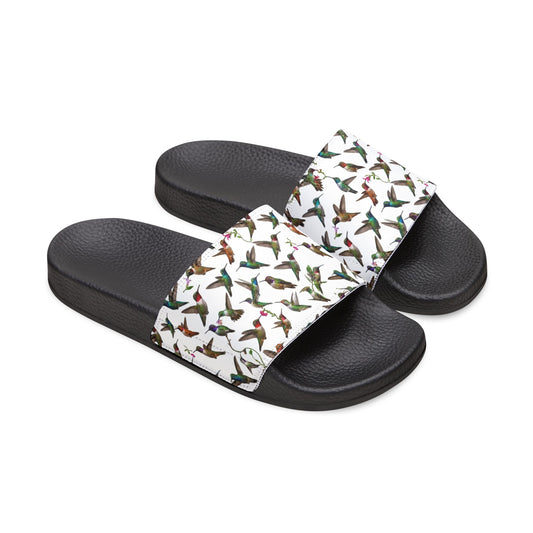 Hummingbird Print Removable-Strap Slide Sandals