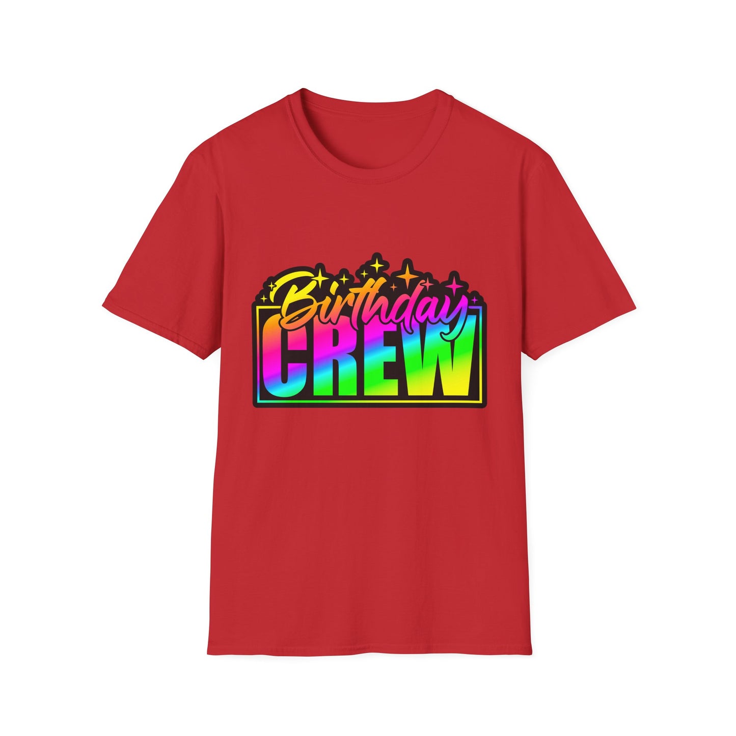 Birthday Crew Rainbow Retro Block Letter T-Shirt