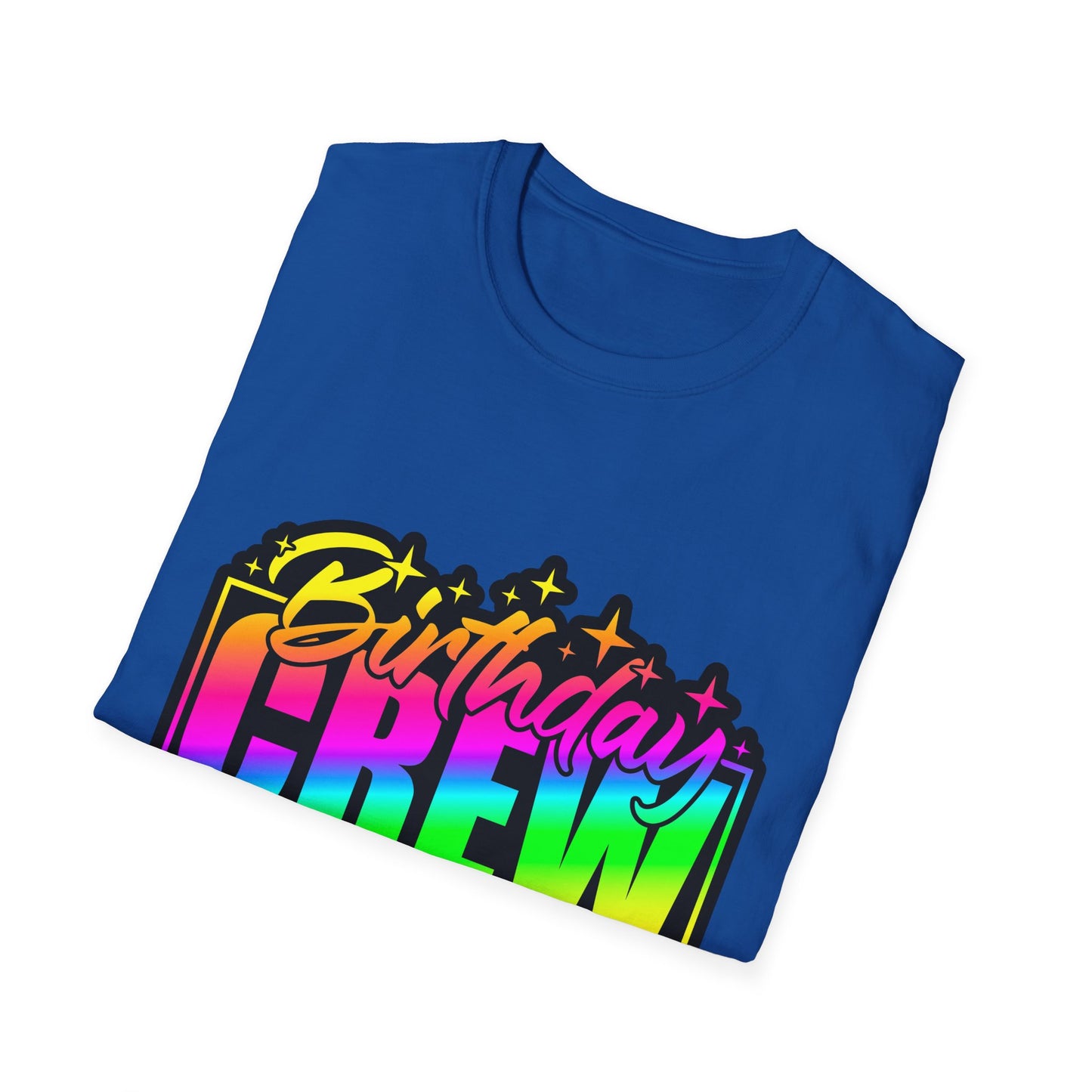Birthday Crew Rainbow Retro Block Letter T-Shirt