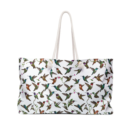 Hummingbird Pattern Weekender Bag — Floral Tropical Travel Tote