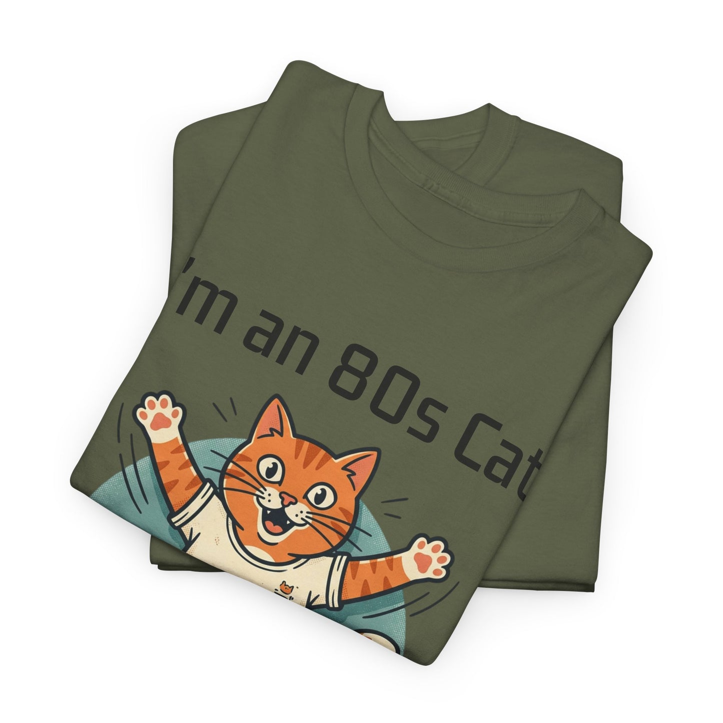 Retro 80s Cat T-Shirt — "I’m an 80s Cat" Vintage Workout Graphic Tee