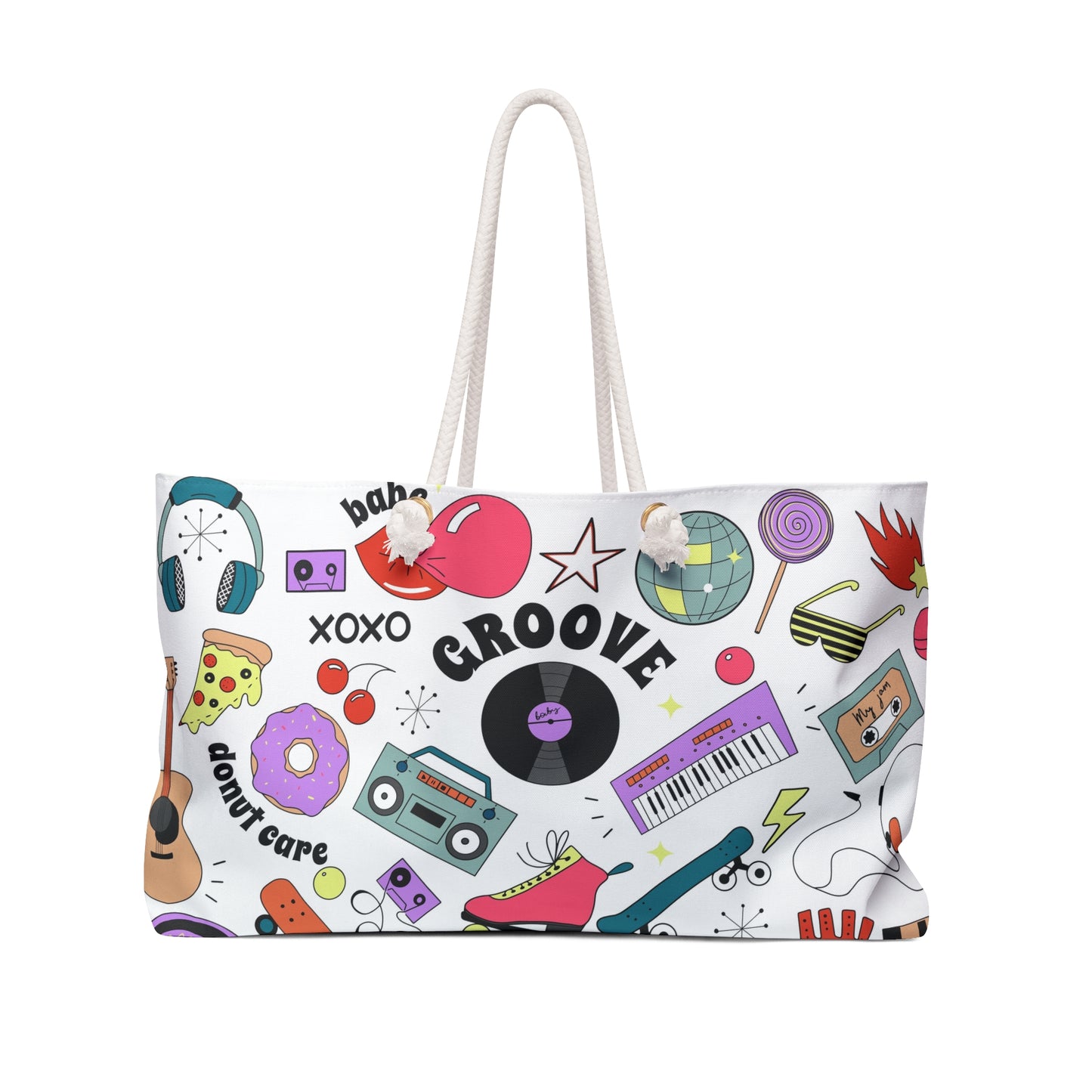 Groove Retro Doodles Weekender Bag — 90s Music & Skate Travel Tote