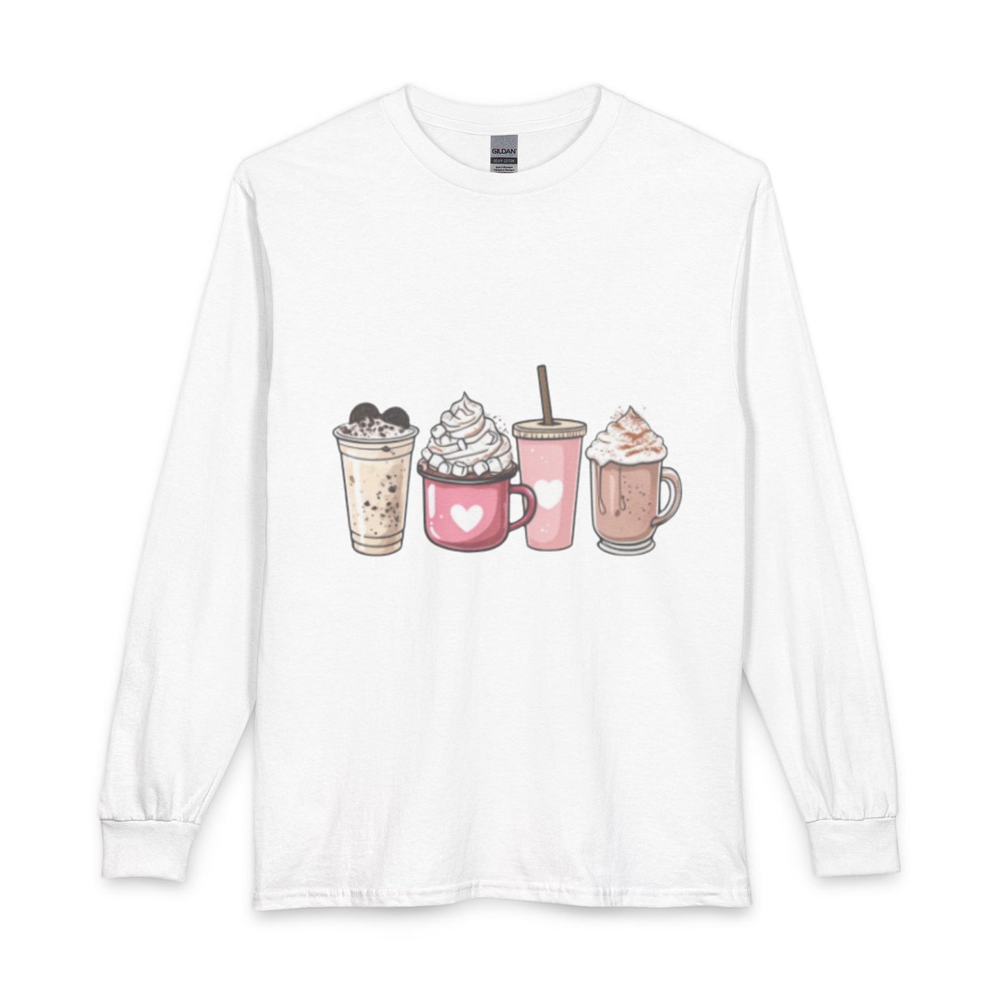 Cute Coffee Drinks Long Sleeve Tee — Cozy Barista-Inspired Shirt