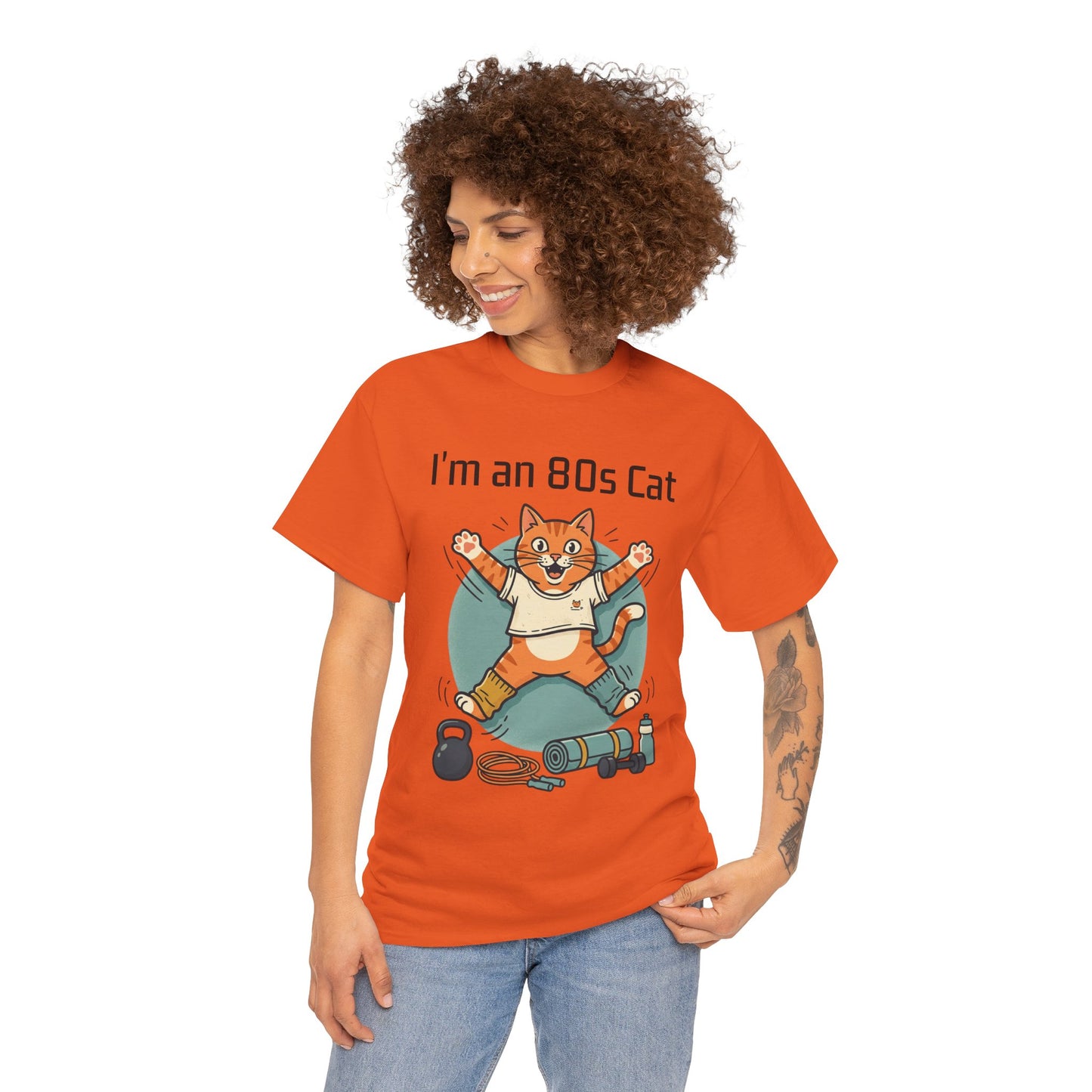Retro 80s Cat T-Shirt — "I’m an 80s Cat" Vintage Workout Graphic Tee