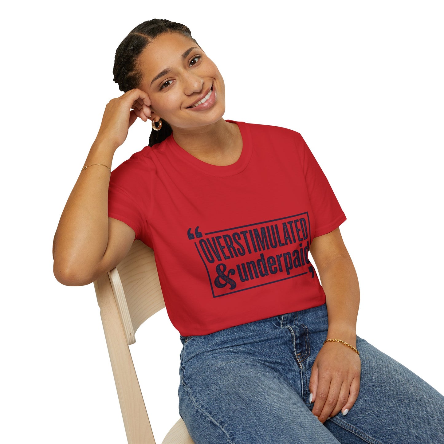 Overstimulated & Underpaid T-Shirt — Burnout Humor Graphic Tee