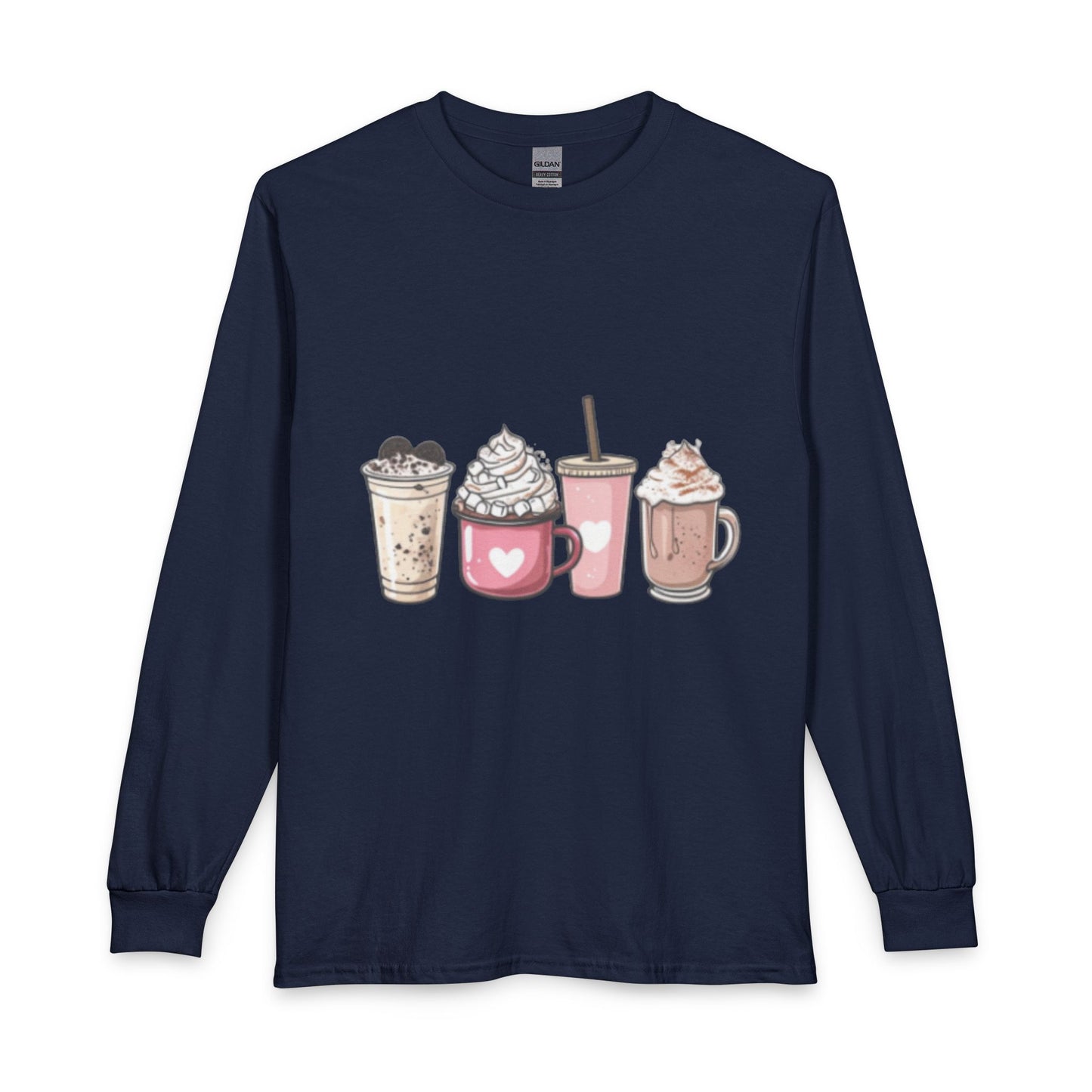 Cute Coffee Drinks Long Sleeve Tee — Cozy Barista-Inspired Shirt