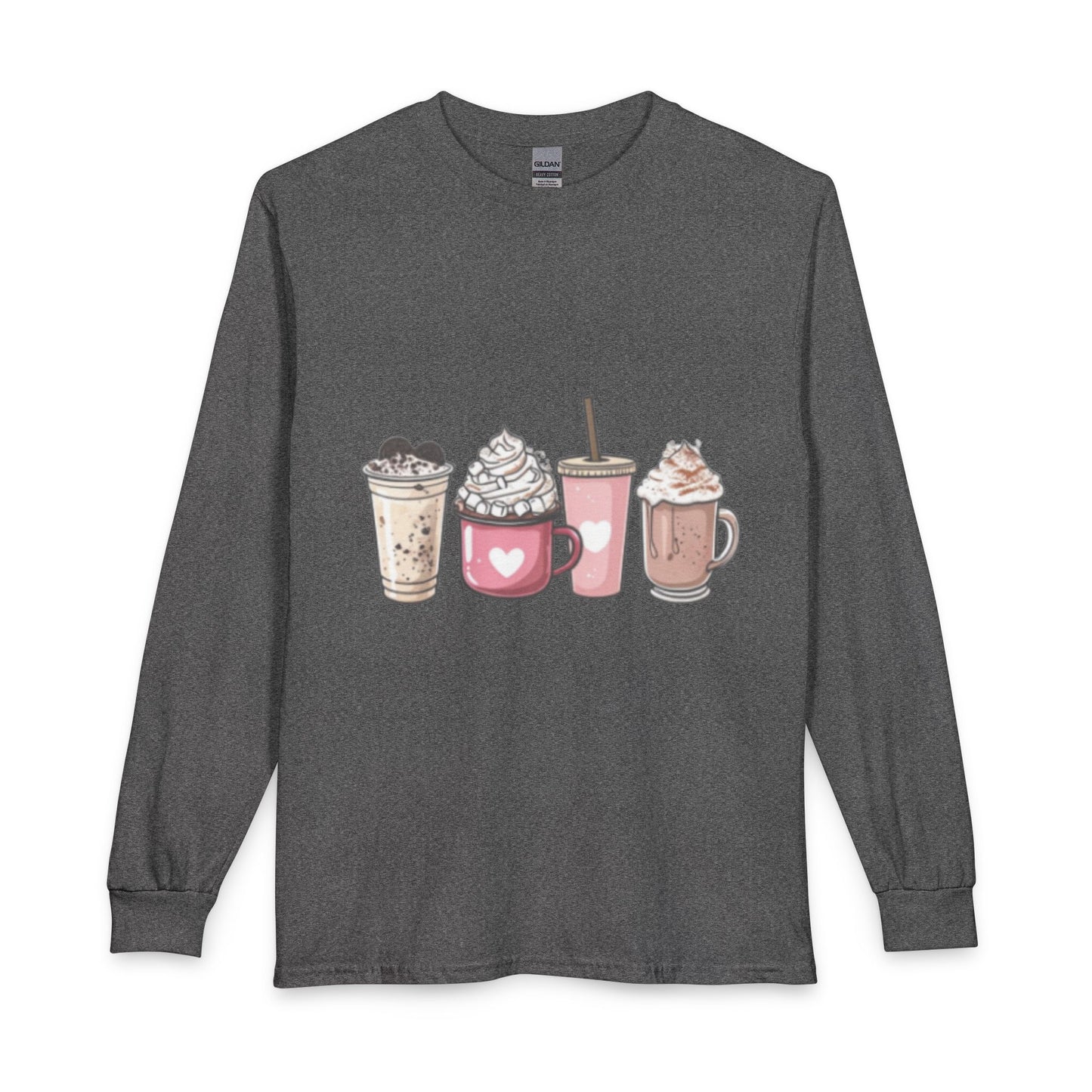 Cute Coffee Drinks Long Sleeve Tee — Cozy Barista-Inspired Shirt