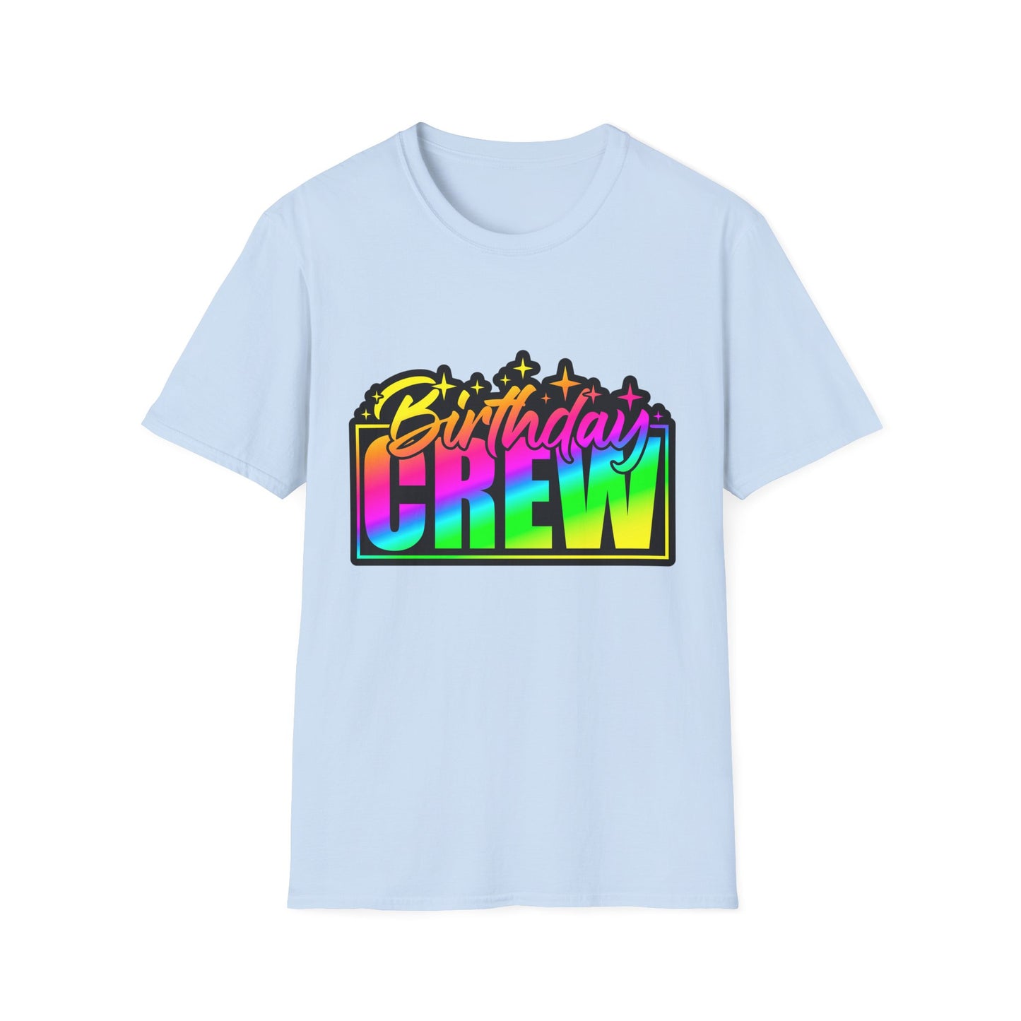 Birthday Crew Rainbow Retro Block Letter T-Shirt
