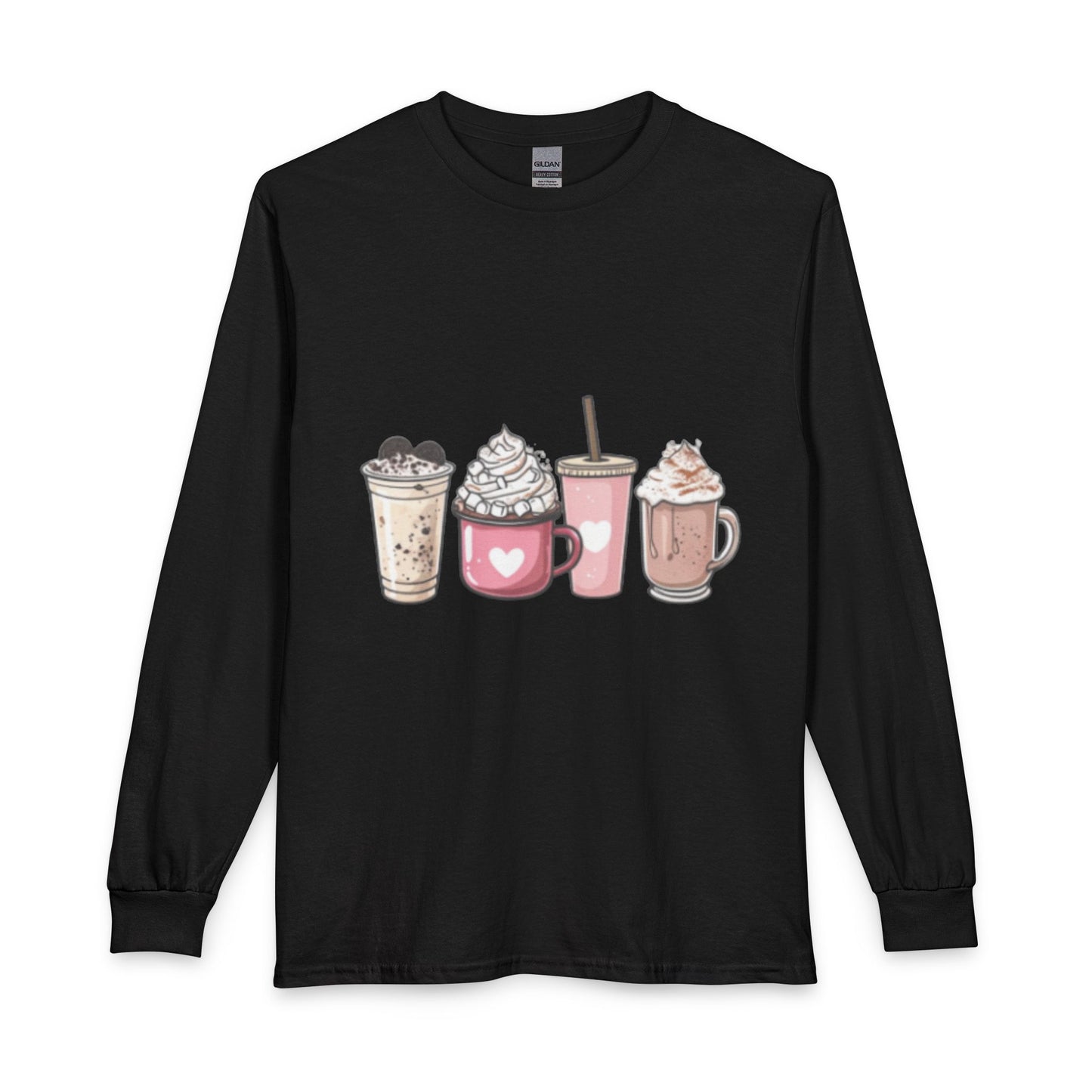 Cute Coffee Drinks Long Sleeve Tee — Cozy Barista-Inspired Shirt