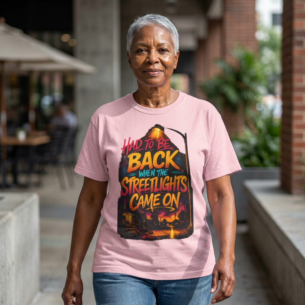 T-Shirt — "Had To Be Back When The Streetlights Came On" Vintage Nightscape Graphic Tee