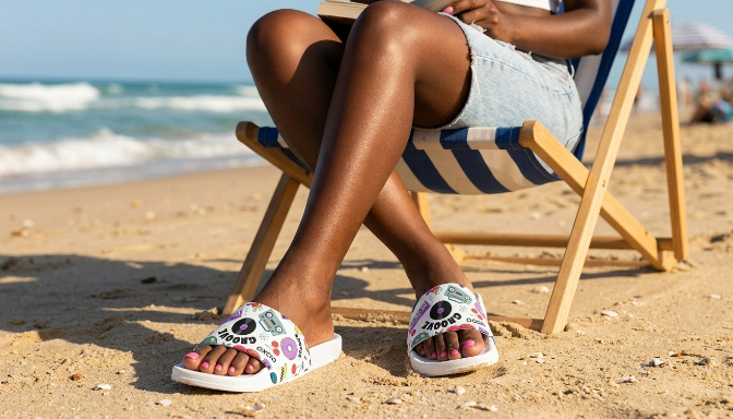 Groovy Retro Music Slide Sandals