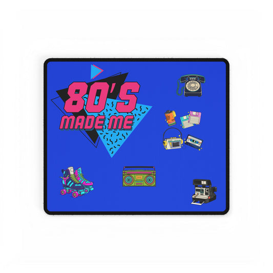 80's Made Me Retro Desk Mat — Neon Vintage Boombox, Roller Skates & Cassette Desk Pad