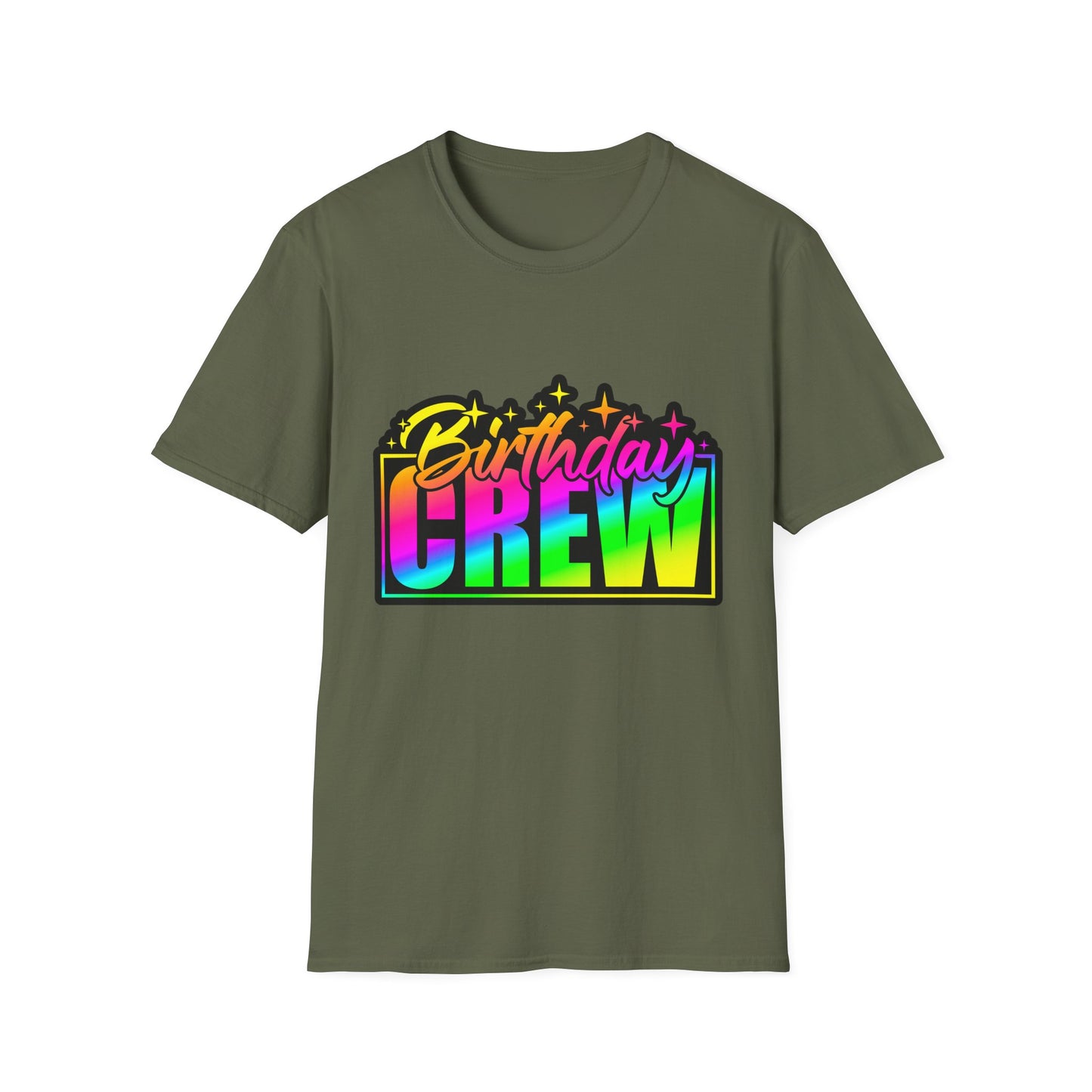 Birthday Crew Rainbow Retro Block Letter T-Shirt