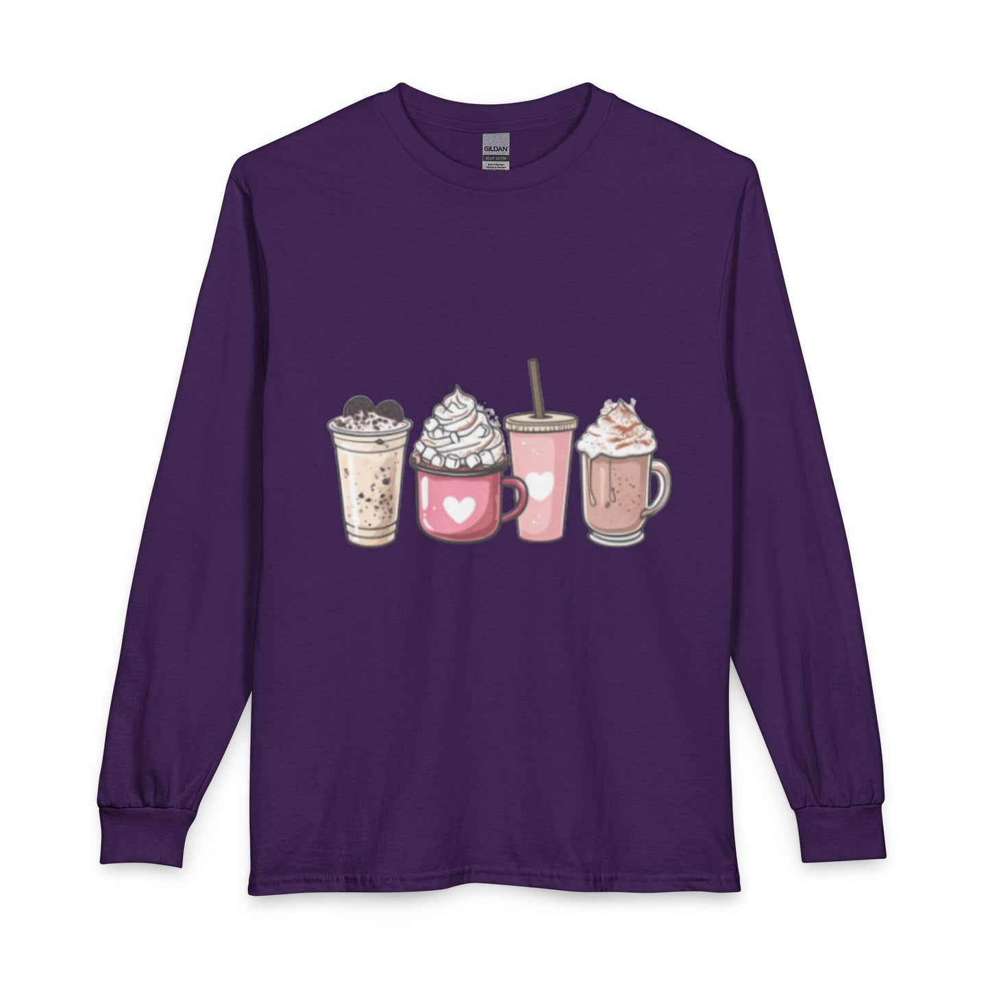 Cute Coffee Drinks Long Sleeve Tee — Cozy Barista-Inspired Shirt