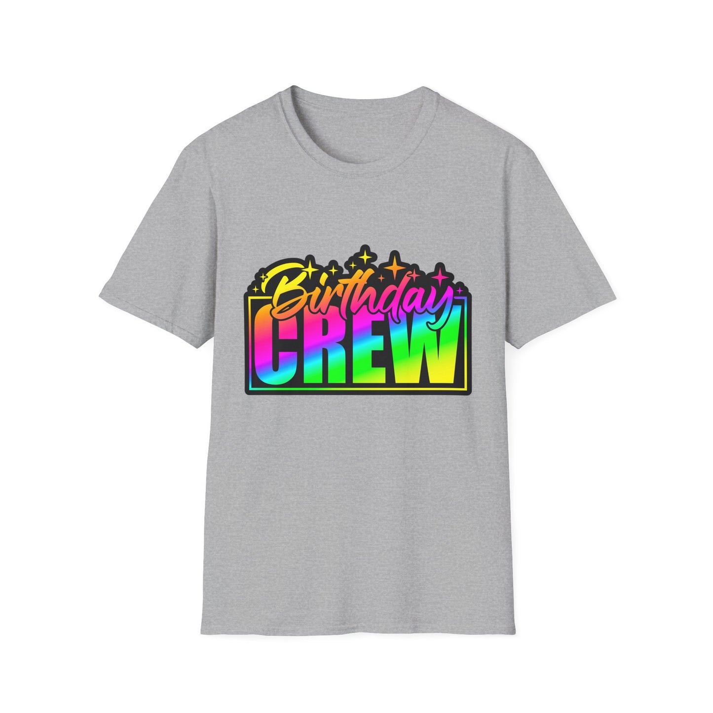Birthday Crew Rainbow Retro Block Letter T-Shirt
