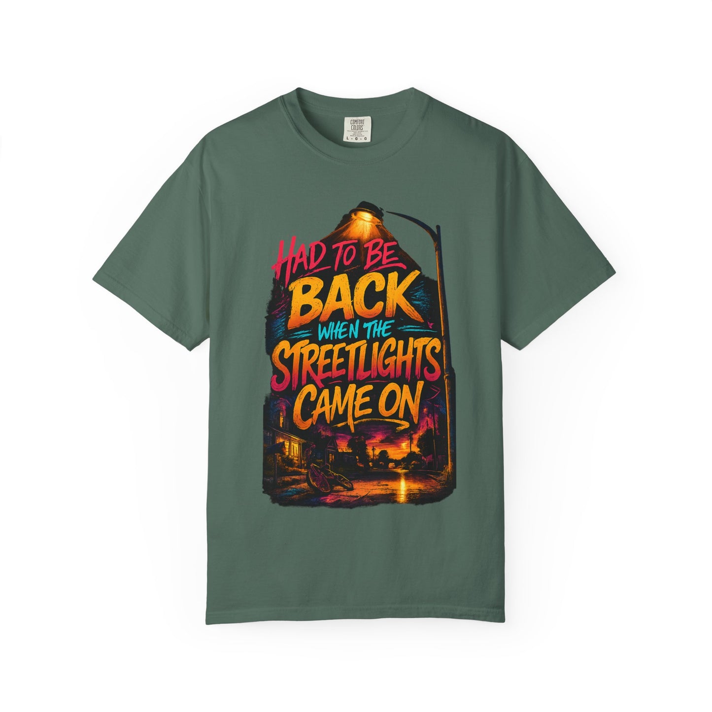 T-Shirt — "Had To Be Back When The Streetlights Came On" Vintage Nightscape Graphic Tee
