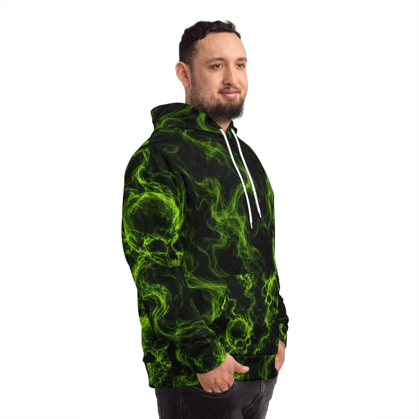 Green Smoke Skull Hoodie | All-Over Print