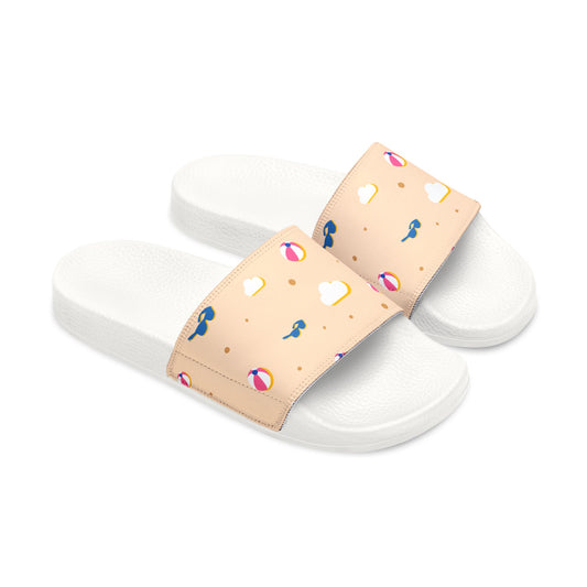 Beach Print Removable-Strap Summer Slides