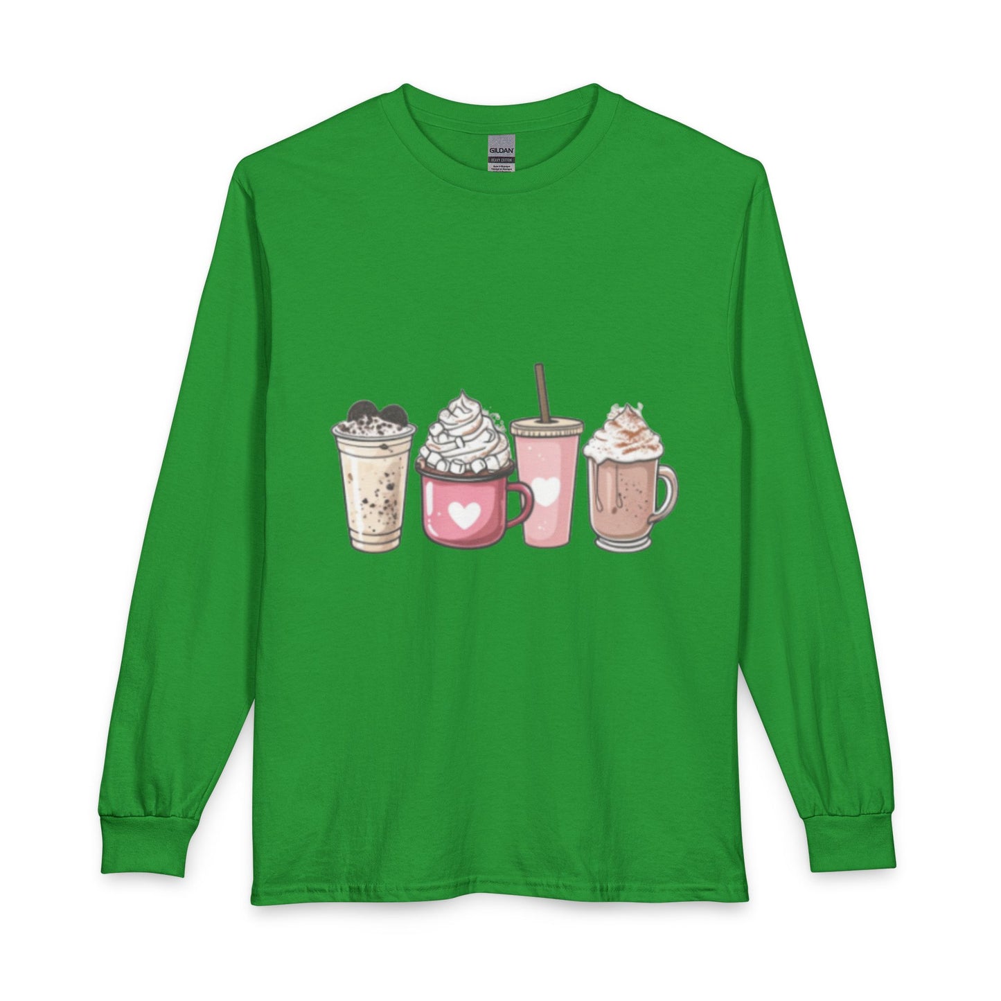Cute Coffee Drinks Long Sleeve Tee — Cozy Barista-Inspired Shirt