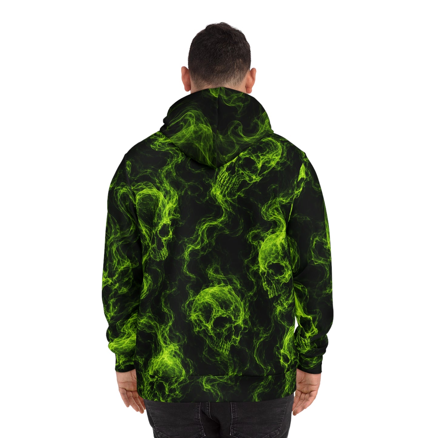 Green Smoke Skull Hoodie | All-Over Print