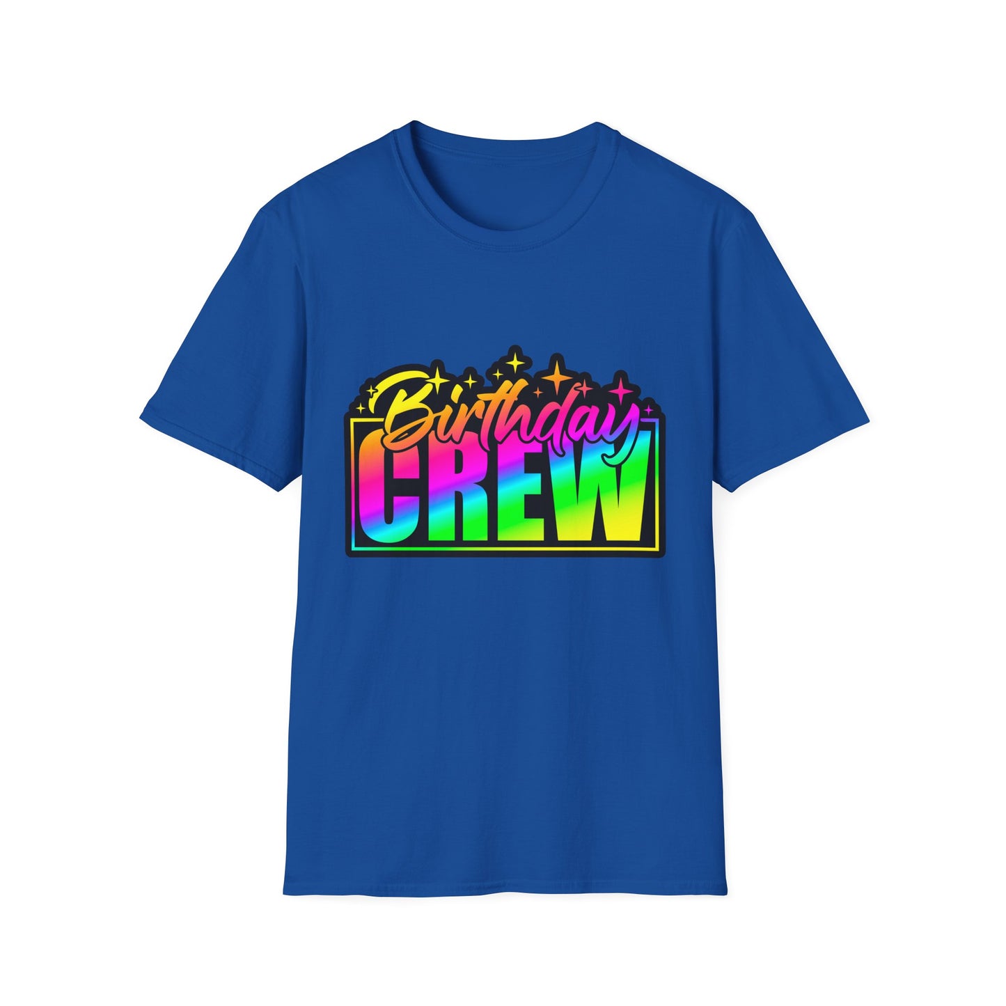Birthday Crew Rainbow Retro Block Letter T-Shirt