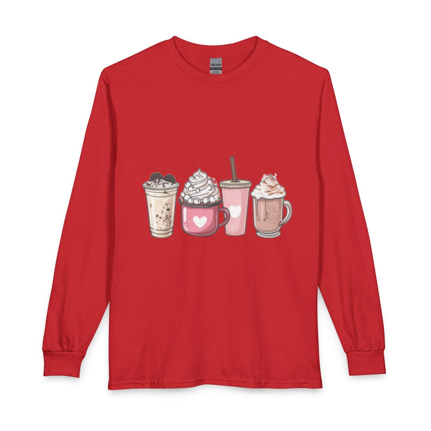 Cute Coffee Drinks Long Sleeve Tee — Cozy Barista-Inspired Shirt