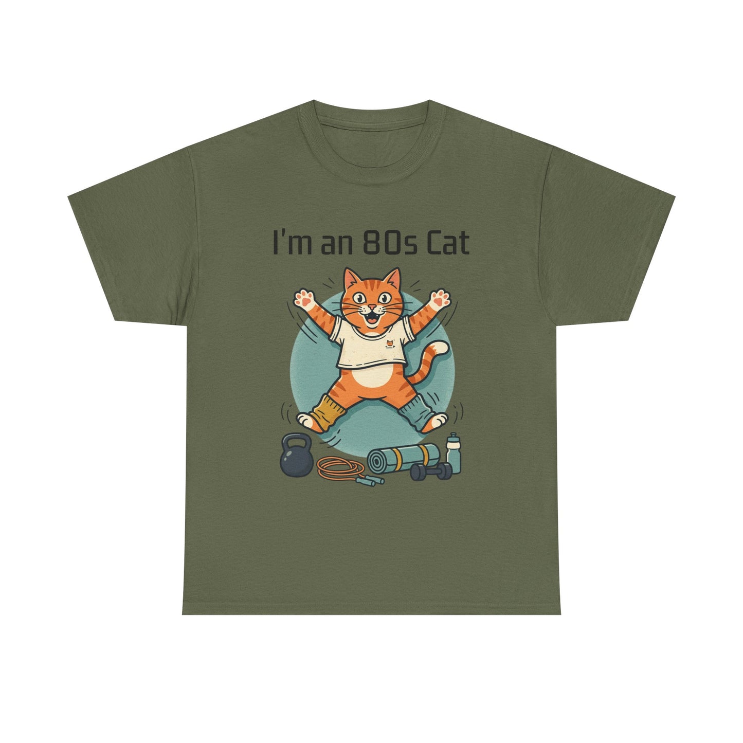 Retro 80s Cat T-Shirt — "I’m an 80s Cat" Vintage Workout Graphic Tee