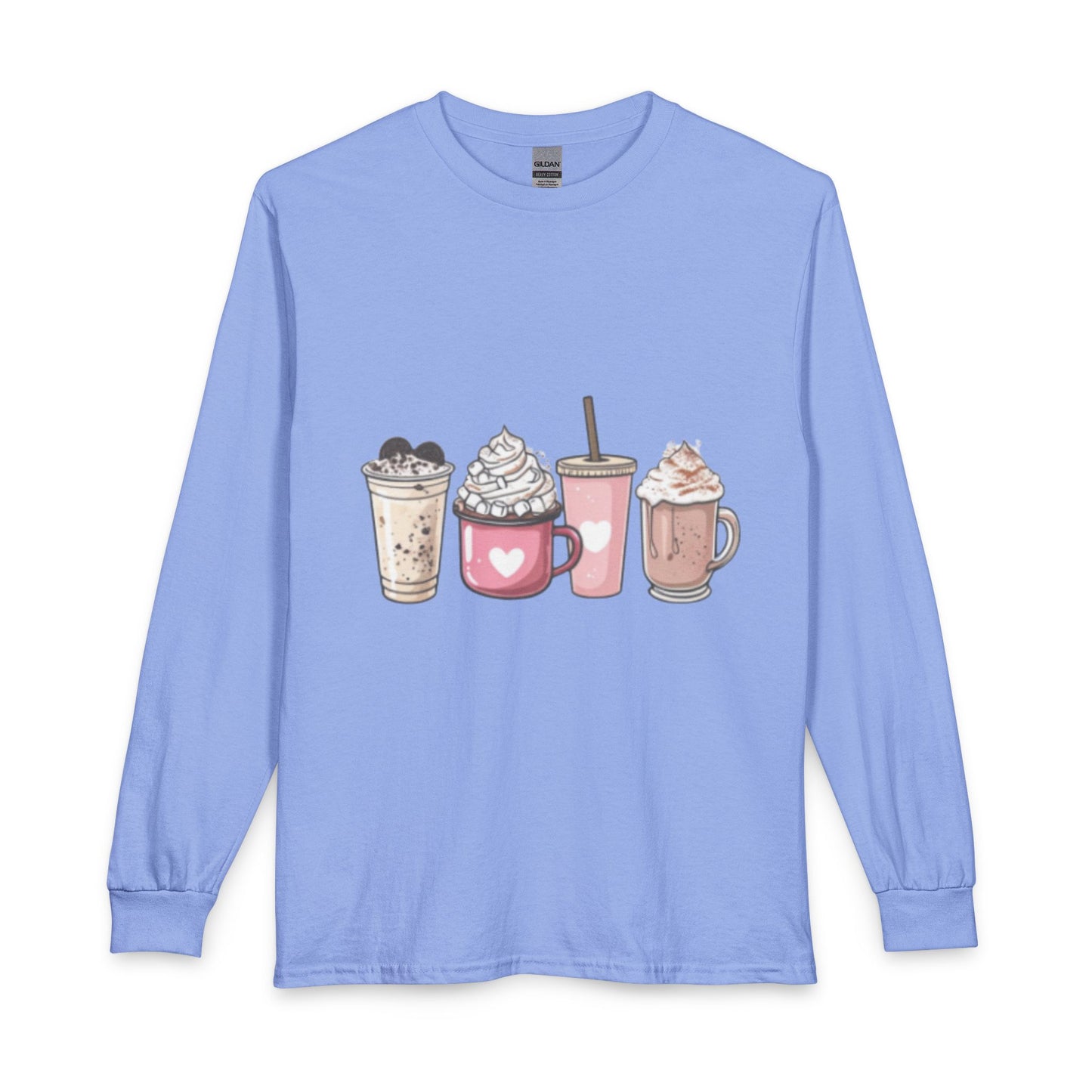 Cute Coffee Drinks Long Sleeve Tee — Cozy Barista-Inspired Shirt