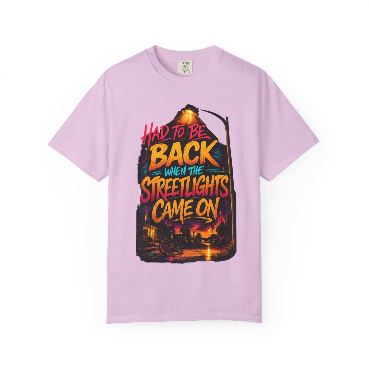 T-Shirt — "Had To Be Back When The Streetlights Came On" Vintage Nightscape Graphic Tee