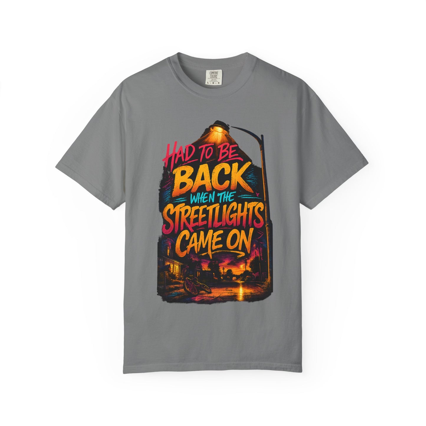 T-Shirt — "Had To Be Back When The Streetlights Came On" Vintage Nightscape Graphic Tee