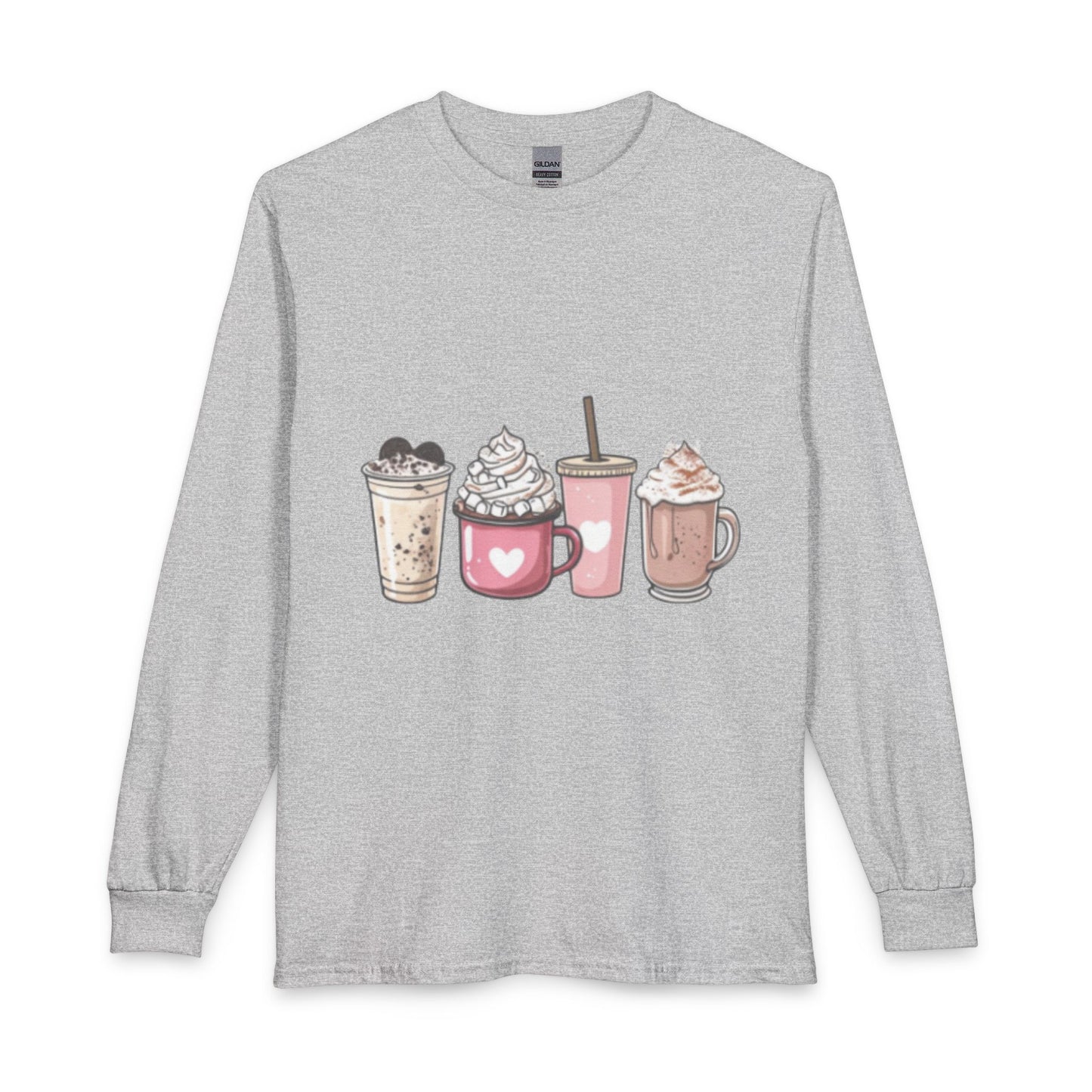 Cute Coffee Drinks Long Sleeve Tee — Cozy Barista-Inspired Shirt