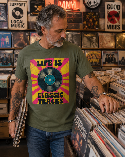 Vintage Vinyl 'Life Is Classic Tracks' Tee